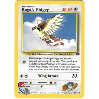 Kogas Pidgey 49/132  Gym Challenge Pokémon Trading Card English