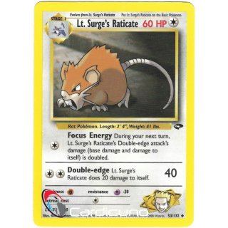 Lt. Surges Raticate 53/132  Gym Challenge Pokémon Trading Card English