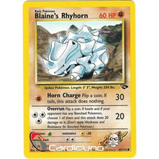 Blaines Rhyhorn 65/132  Gym Challenge Pokémon Trading Card English