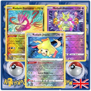 10 englische Pokemon Karten wie EIN Booster inkl. Radiant Pokemon & Stern Karte (zufällig ausgewählt)