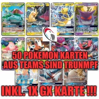50 Pokemon Karten aus Teams sind Trumpf inkl. 1 GX Pokemon