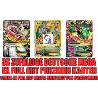 3 deutsche EX Mega FULL ART Pokemon Karten Sammlung Lot (zufällig ausgewählt)